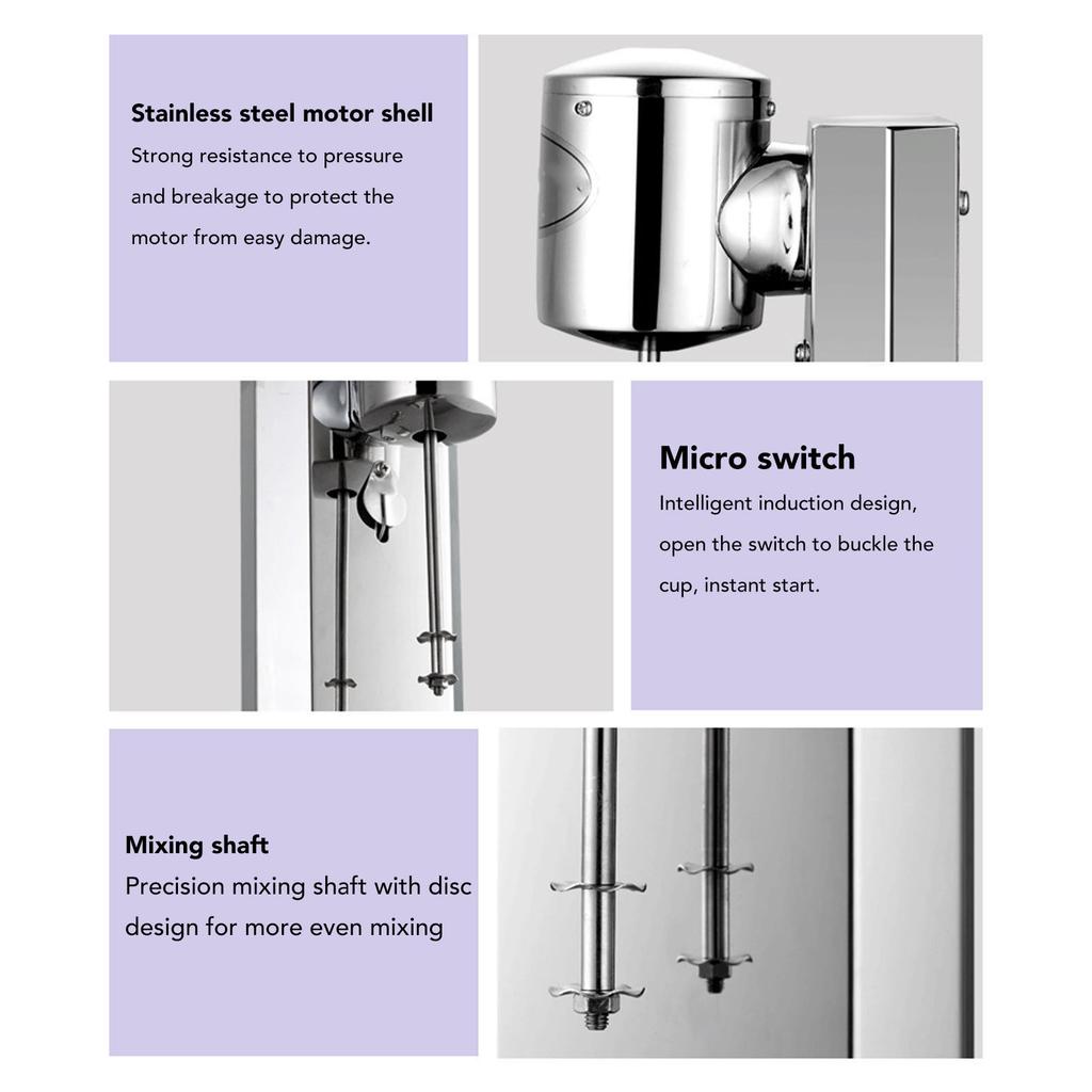 180W 18000 ot./min Stroj na mléčné koktejly Tichý Nerezová ocel Elektrický mixér na mléčné koktejly a nápoje s 800ml nádobou pro kuchyňský komerční provoz