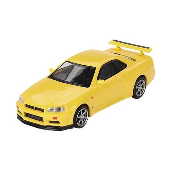 MINI GT 1/64 Nissan Skyline GT-R R34 V Spec Lighting Yellow (Правая ручка) Готовый продукт