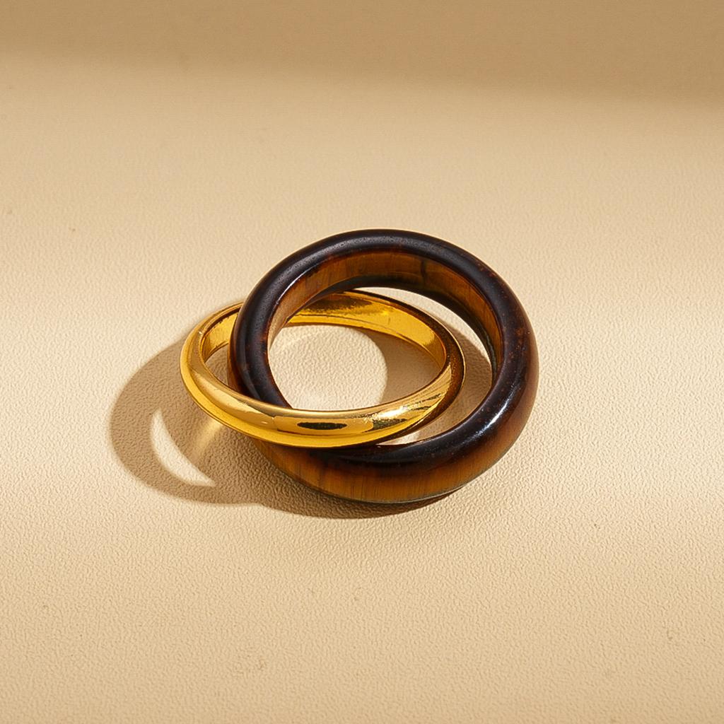 Stone Winding Cross Double Ring Open Ring Simple Jewelry