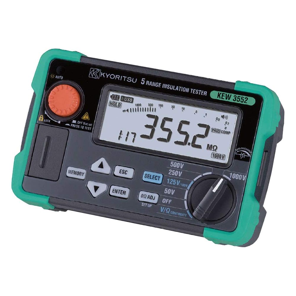 Kyoritsu KEW 3552 Insulation Resistance Tester 6 Ranges 50V to 1000V Memory Function
