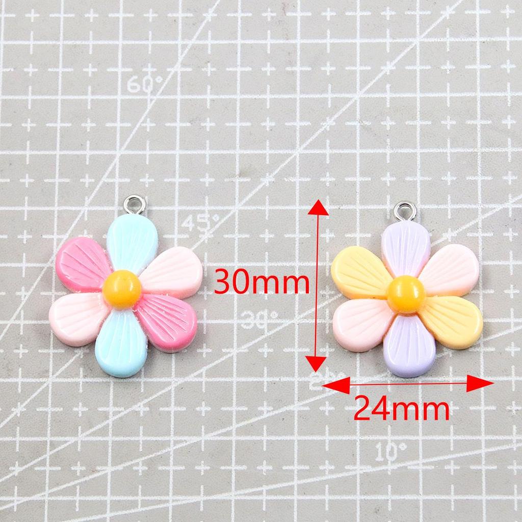 5 Color Resin Flower Charms: 24x30mm for Bags, Necklaces, Bracelets, and Phone Accessories