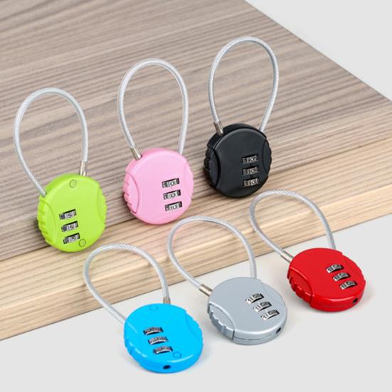 Password Lock, Wire Rope Flexible 3-Digit Combination Keyless Zinc Alloy Anti-Theft Lock for Helmets Car Baskets Luggage Wardrobes Travel Security