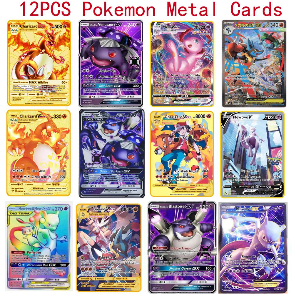 Pokémon Vmax Pokemon Cards Vstar GX V English Metal Card Anime Charizard Mewtwo Blastoise Shiny Letters Game Collection Card Toy