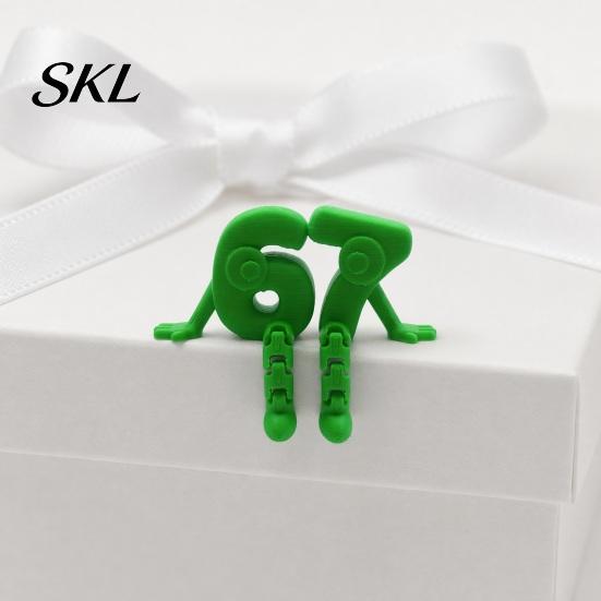 One-piece Integrated Molding Figure 3D Printed Movable Joint Number 6 & 7 Figurine Ornaments, Desktop Art Sculpture, Decorative Ornament Digit Statue,