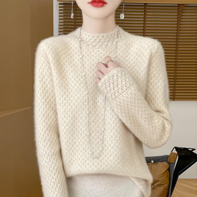 Women's Cashmere Sweater Qinghe Cashmere 30% Cashmere 70% Wool Autumn and Winter Pullover Warm and Fashionable