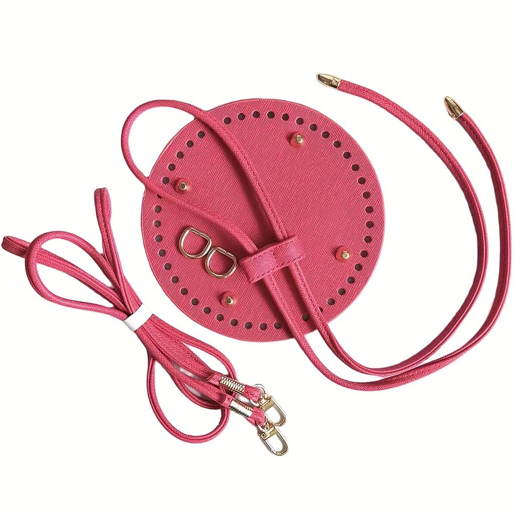 3Pcs DIY crochet dumpling bag accessory set - adjustable shoulder strap, zipper, and durable faux leather base