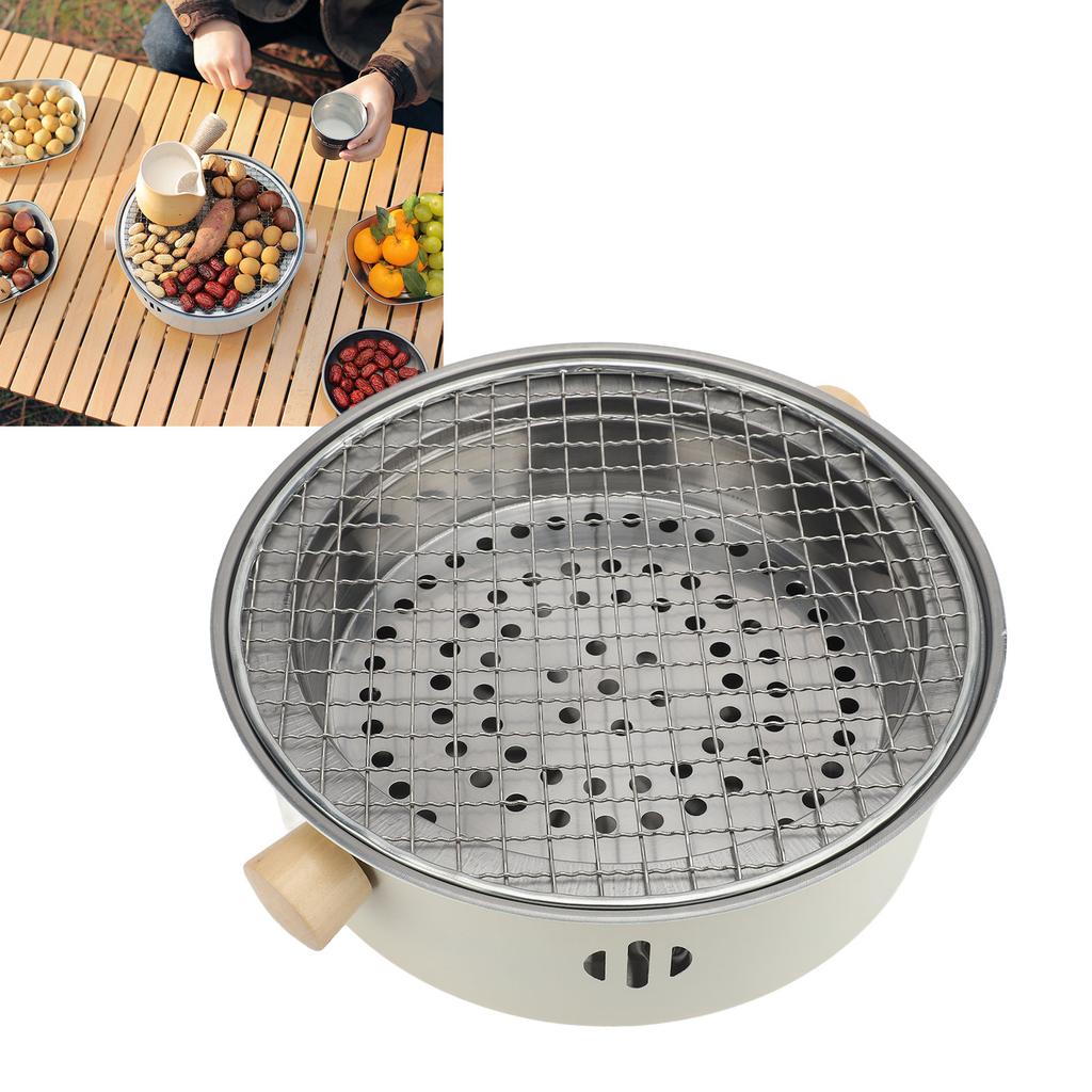 11.02in Charcoal BBQ Grill Round Portable Tabletop Barbecue Grill for for Outdoors Camping Picnic Indoor Cooking T