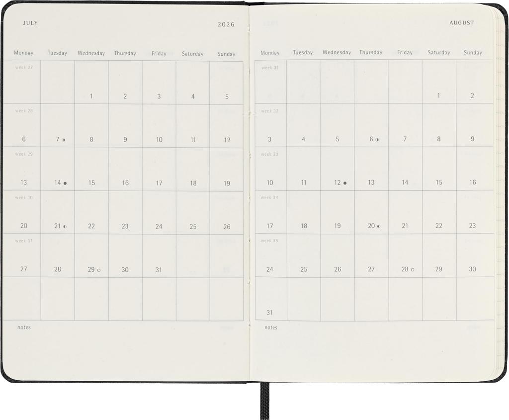 Moleskine 2025 Planner, July Start, 18-Month Weekly Diary, Hardcover, Pocket Size (9cm X 14cm), Black, DHB18WN2Y26