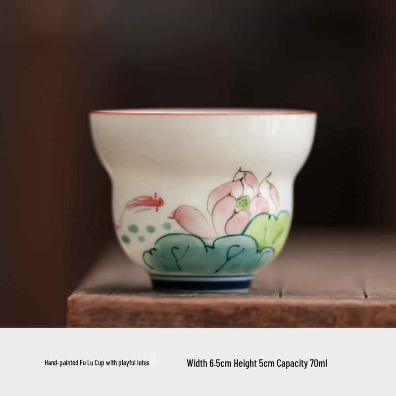 Hand-Painted Jade White Tea Cup Set - Kung Fu Style Porcelain with Gift Box