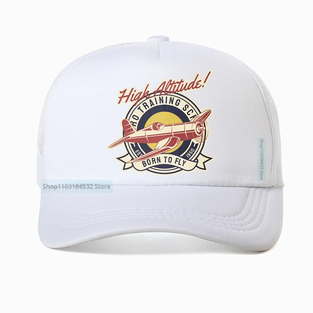 Lustige Höhenlage GEBOREN ZUM FLIEGEN Vintage Flugzeug Baseballkappe Unisex Harajuku Sommer Mode Netz Atmungsaktiv Truckerhut