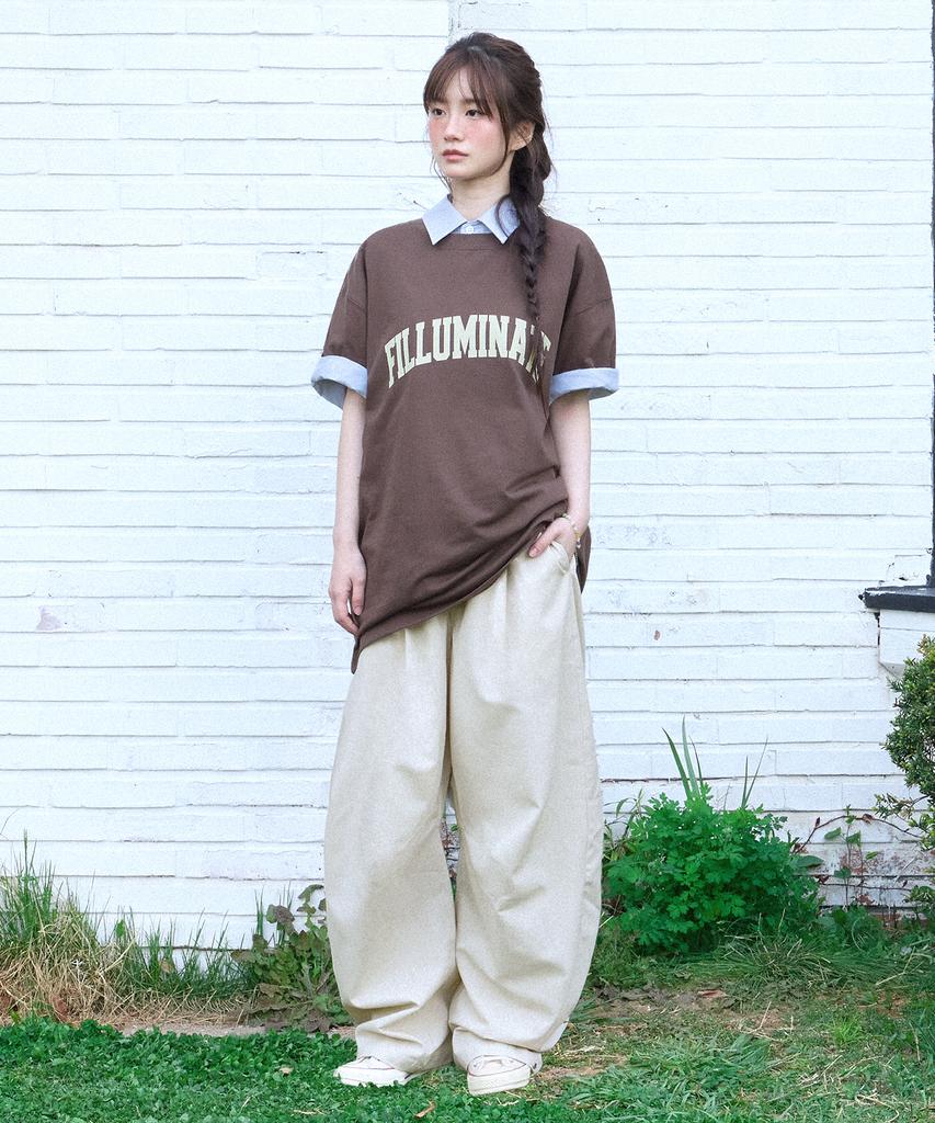 FILLUMINATE One-Pleat Curved Linen Pants - Natural