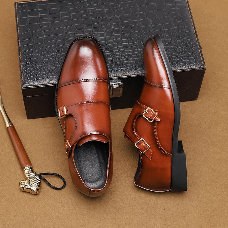 New Luxury Gentleman Black Brown Monk Strap Slip On Shoes For Men Casual Loafers Business Formal Dress Footwear Zapatos Hombre