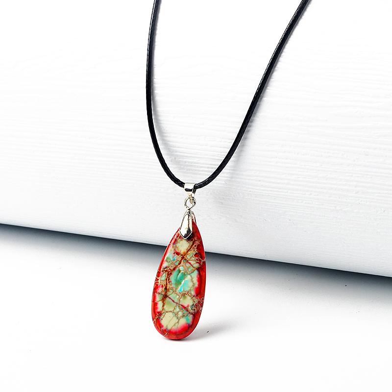 Water-Drop Emperor Stone Pendant Necklaces for Women Reiki Nature Stone Imperial Jaspers Turquoises Necklaces Healthcare Jewelry