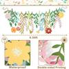 Flower Banner, Groovy Boho Floral Leaf Banner, Double-Sided Waterproof Colorful Wildflower Party Decorations for Birthday Garden Wedding Backdrop