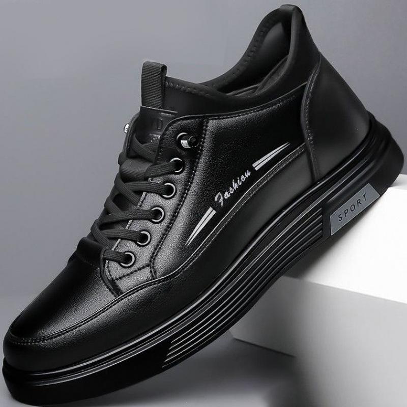Men s casual leather shoes Flat floor shoes Light walking comfort Men s shoes Leather black shoes 39