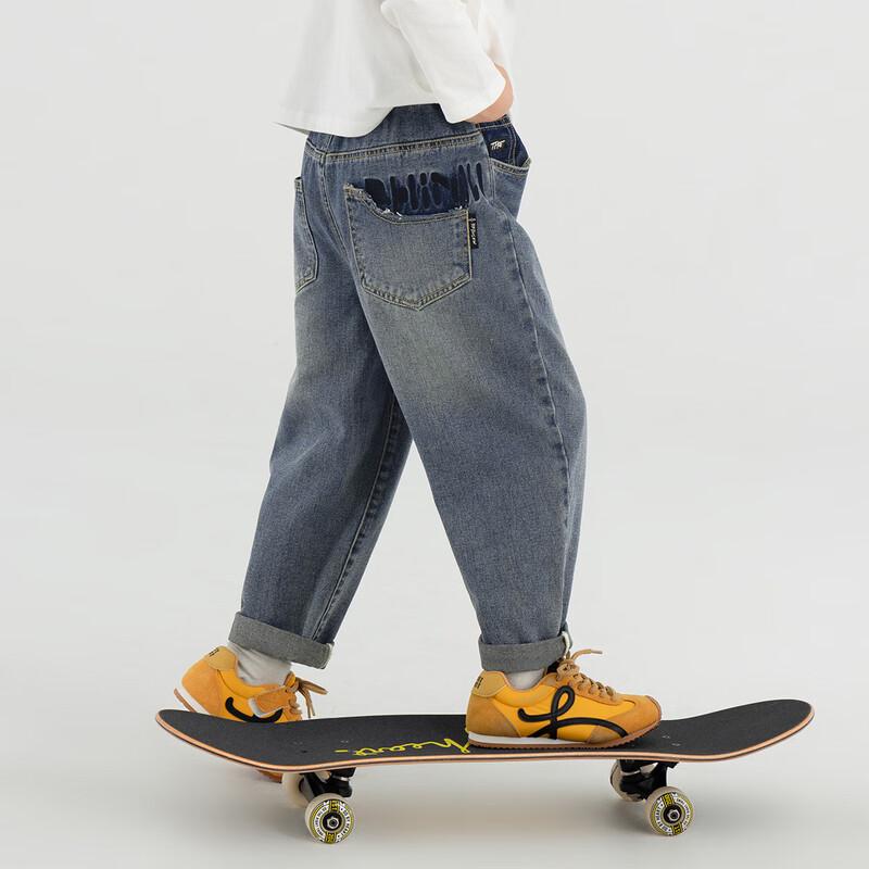 Мягкие прямые повседневные джинсы для мальчиков Duoduo 110