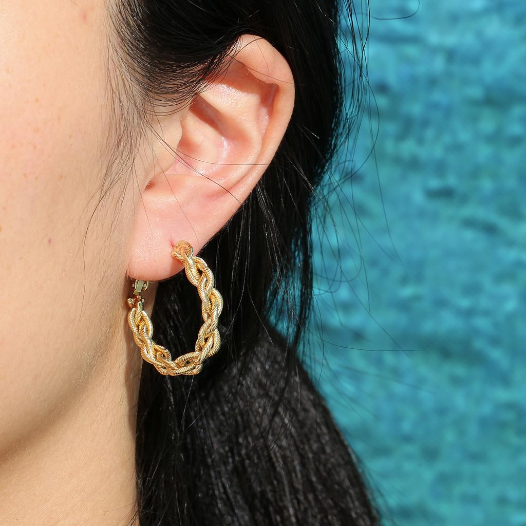 Golden Twisted Hoop Earrings for Women Elegant Chunky Statement Jewelry Gift