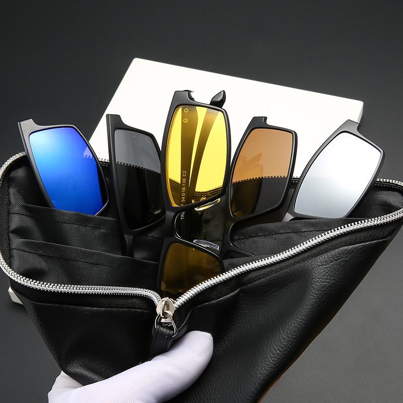 Glasses Myopia Glasses Frame Men'S Metal Half Frame Glasses Frame Magnetic Clip Sunglasses Men'S Polarized Sunglasses Tide 2347