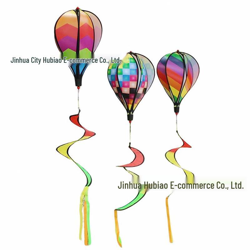 Rainbow Hot Air Balloon Wind Spinner: Rotating Seven-Color Garden Pinwheel with Sequins for Outdoor Decoration