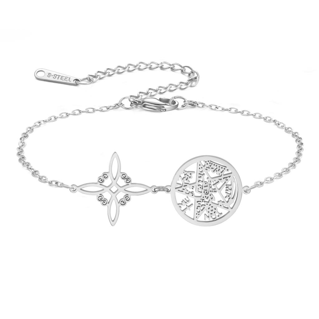  Wicca Witch Knot Bracelet Stainless Steel God Name Tetragrammaton Pentagram Bracelet Solomon Amulet Jewelry Wholesale