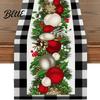 Coffee Table Runner Dining Tablecloth Ball Reindeer Xmas Tree Christmas Runner Print Seasonal Winter Holiday