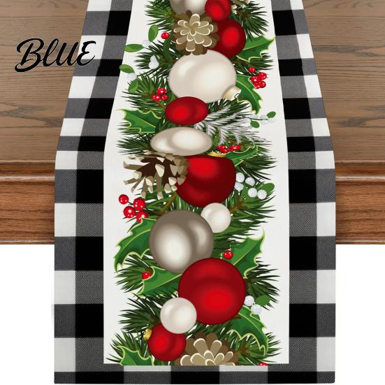 Coffee Table Runner Dining Tablecloth Ball Reindeer Xmas Tree Christmas Runner Print Seasonal Winter Holiday