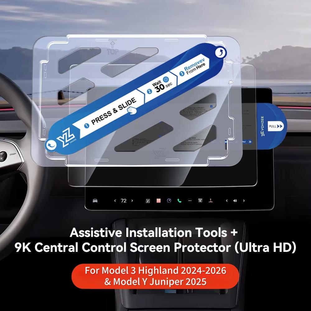 YZ Tempered Glass Film Protector For Tesla Model 3/Y/YL Highland Juniper 2025-2026 Rear Row Center Control Screen Protective