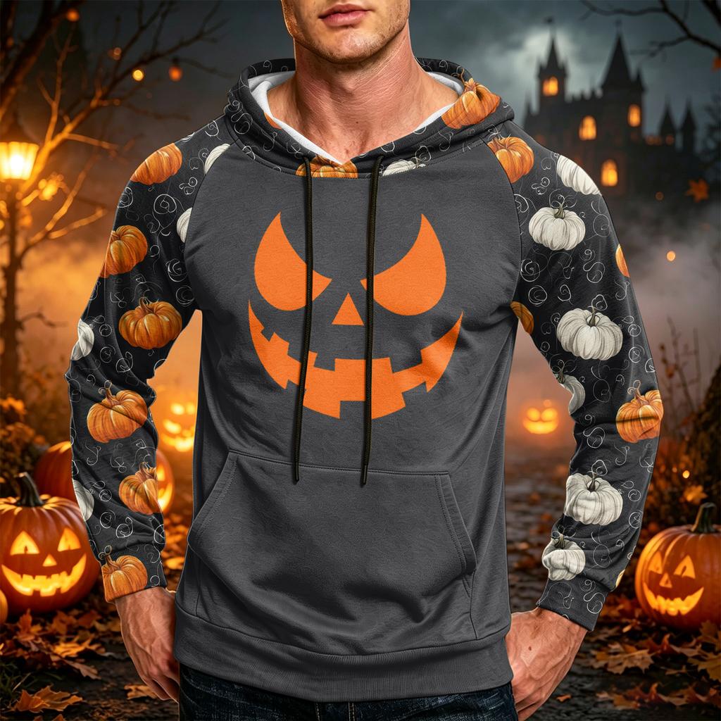 Men's Loose Fit Printed Hoodie with Pocket and Drawstring Casual Sweatshirt for Everyday Wear