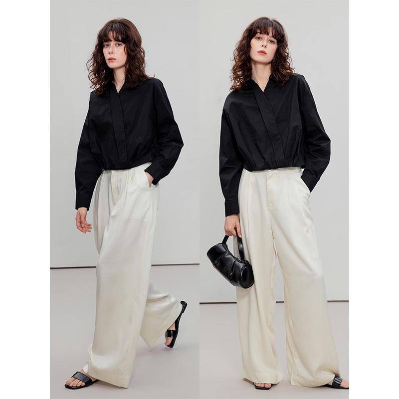 Demana Lyocell Pleated High-Waist Wide-Leg Pants M