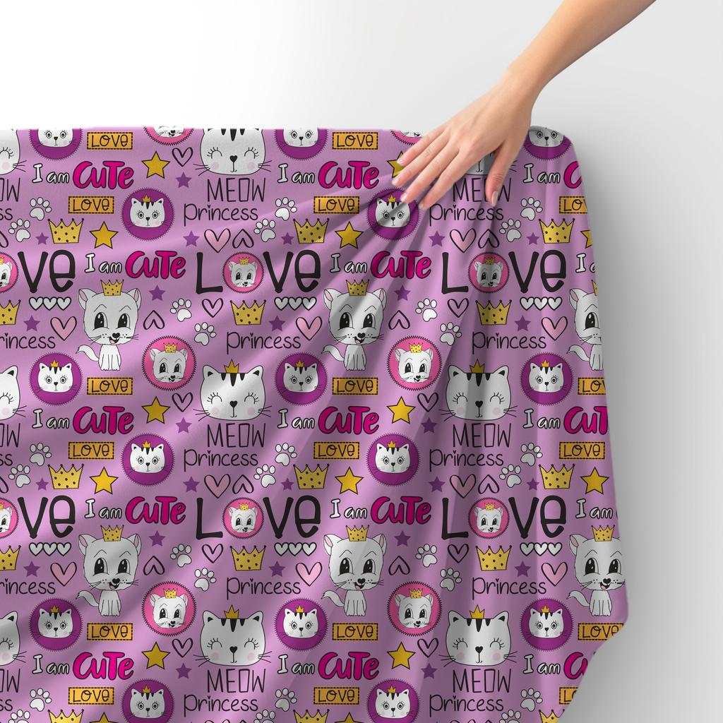 Royal Velvet Fabric Polyester For Sewing - Motif Happy Cats