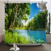 Natuur Bos Douchegordijn Waterdicht Badkamer Scherm Bomen Landschap Gordijnen Polyester Stof Huisdecoratie Badkamer Gordijnen