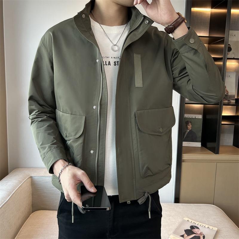 Men's Baseball Collar Flight Jacket Men's Korean Version Youth Versatile Spring New Solid Color Men's Casual Jacket
