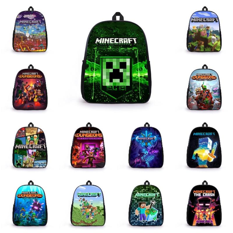Cute Cartoon Print Minecraft Backpack For Boys And Girls Lightweight And Spacious Medium Size 36-55l Capacity