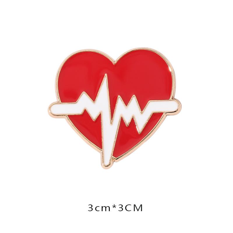 New Creative Medical Medicine Equipment Brooch Pin Stethoscope Electrocardiogram Heart Shaped Pin Brooches Lapel Jewelry