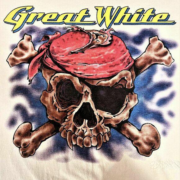 Vtg Great White Music Band Cotton All Size Unisex White Shirt J824 Unisex T-Shirt XL