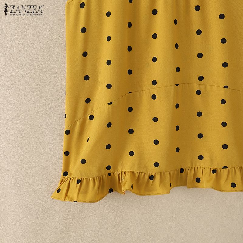 ZANZEA Women Summer Casual Polka Dot Print Loose Sleeveless Tank Tops