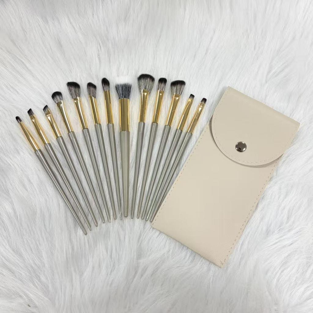 13-Piece Gilded Makeup Brush Set: Soft Hair Eye & Eyeshadow Brushes