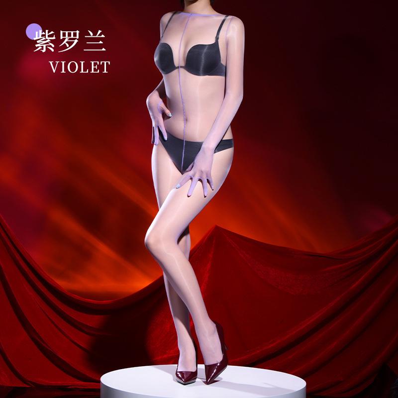 Aurora One-Piece Stockings Ultra-Thin Whole Body Oily Transparent Sexy Open Black Silk High-End Body Sculpting Sex Clothes