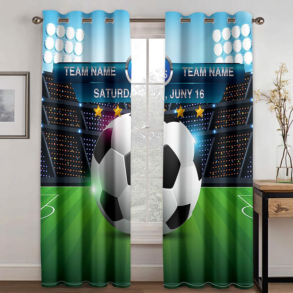 Graffiti Soccer Football Sports Free Shipping Window Curtains For Living Room Kids Bedroom Bathroom Kicthen Door Home Decor2Pcs