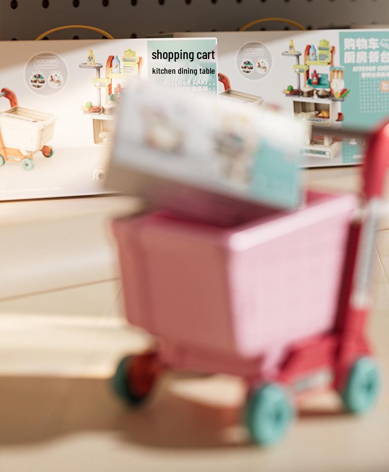 Mini Kitchen Playset: Pretend Play Shopping Cart & Cooking Toys for Kids