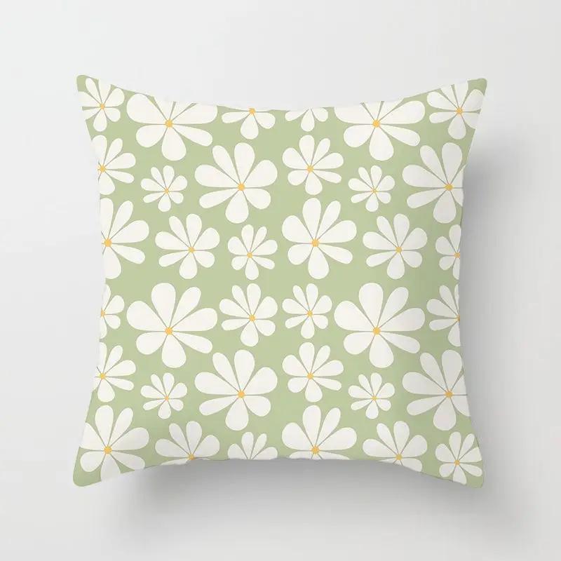 Delicate Fresh Green Pillowcase Art Pattern Cushion Cover Geometric Breathable Decoration