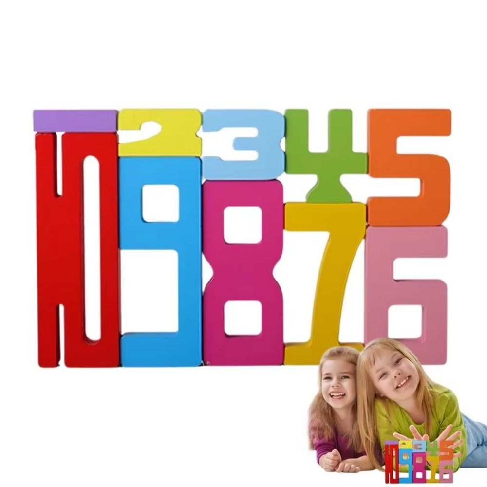 Wooden 3D Digital Puzzle Large Particle Stacking Blocks Creative Digital Building Blocks Kids Gift