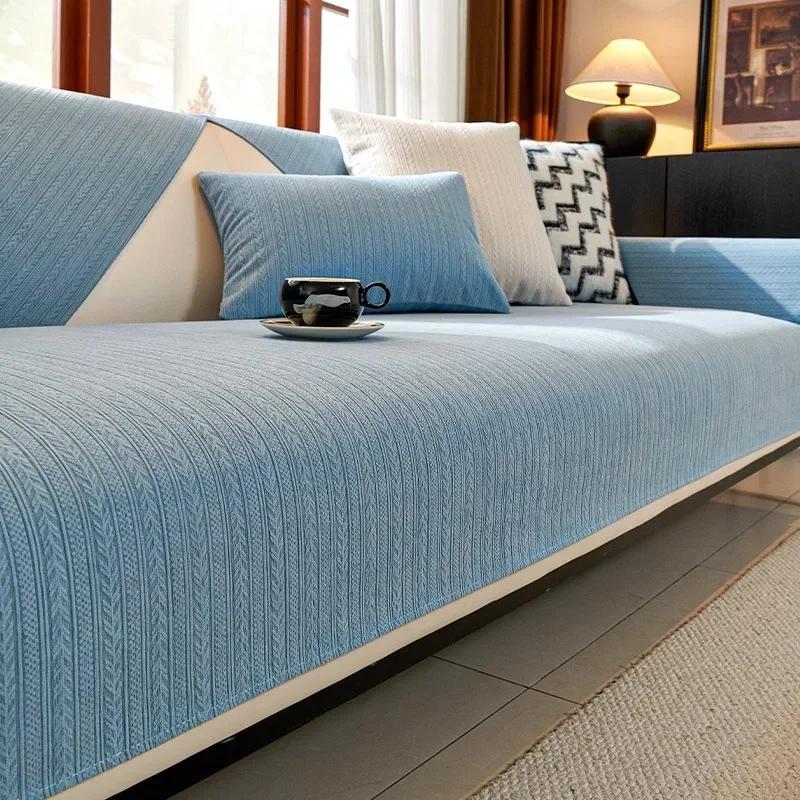 

Nordic Luxury Chenille Sofa Mat Cover Anti-Slip Sofa Towel Four Season Universal Anti-cat Scratches Couch Protector Living Room A 70x70cm 1pc