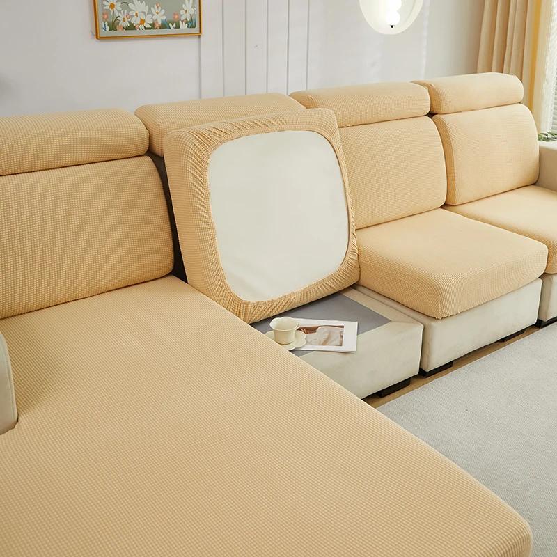 Jacquard Elastic Sofa Cushion Slipcover Adjustable Non-slip Sofa Seat Cover for Living Room Bedroom