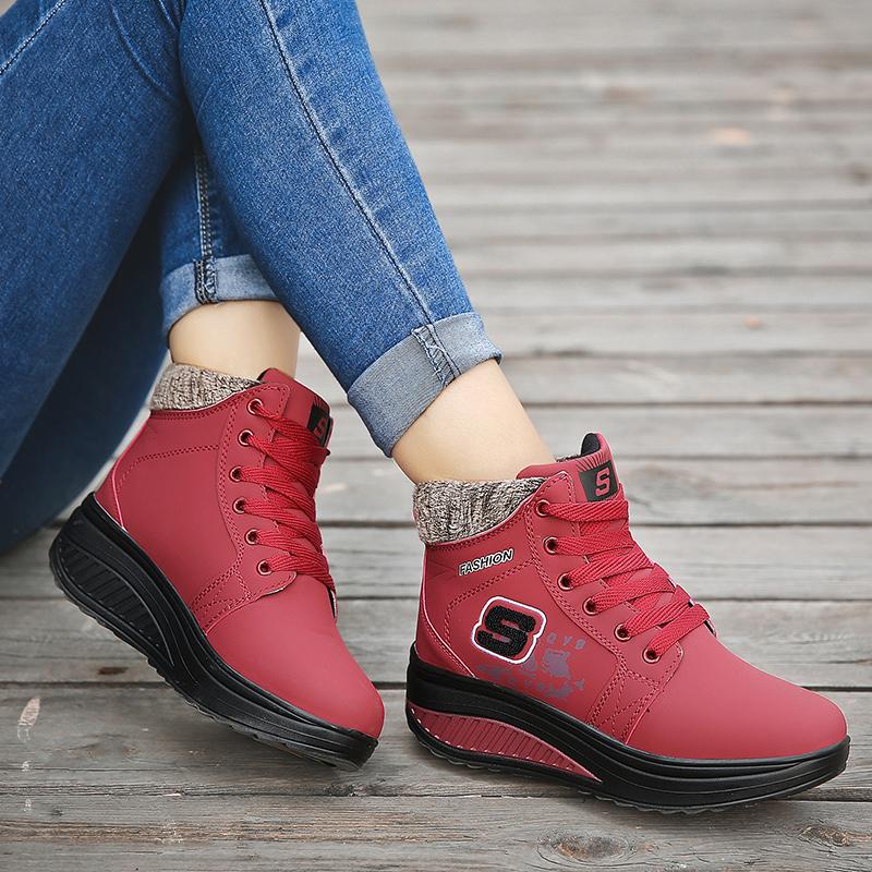 Зимние бархатные теплые высокие женские хлопковые туфли-качалки зимние ботинки спортивная — фото 12