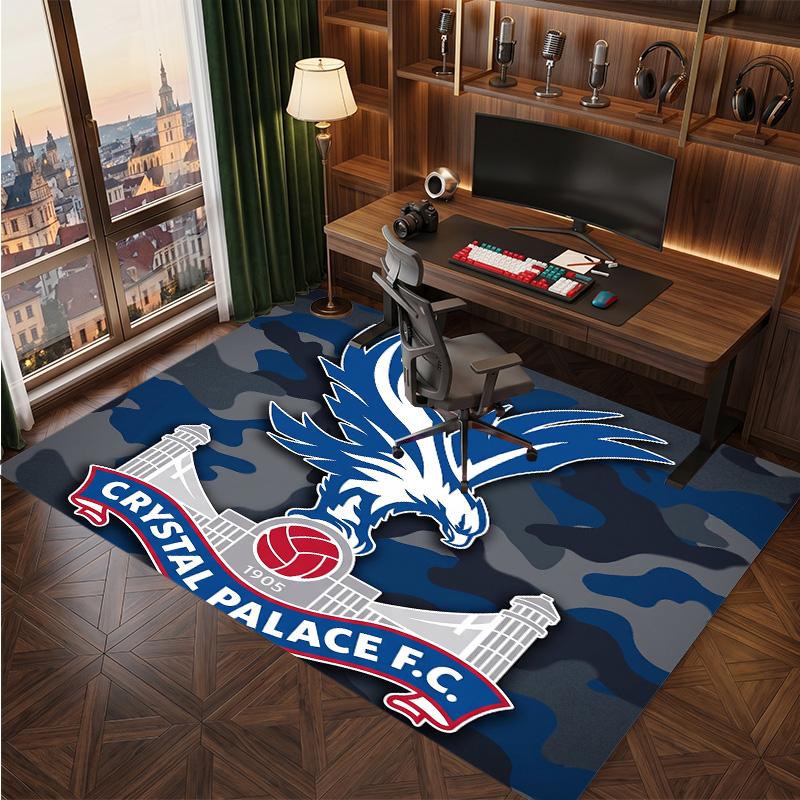 Tappeto in Velluto di Cristallo con Stampa del Crystal Palace Football, Comodo Assorbente d'Acqua Antiscivolo Tappeto per Pavimenti Interni