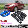 Black Carbon Fiber Door Handle Cover for Suzuki Swift Maruti DZire 2004~2015 2013 2014 Car Accessories Stickers Trim Set Chrome
