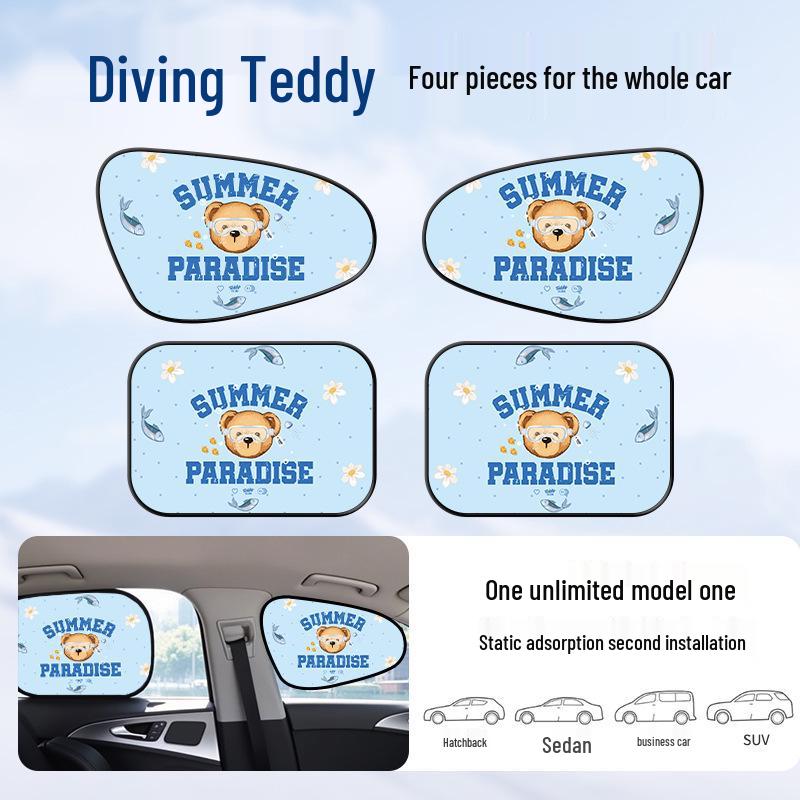 Cartoon Car Side Window Sunshade: Baby Privacy Curtain & Heat Insulation with Electrostatic Sticker