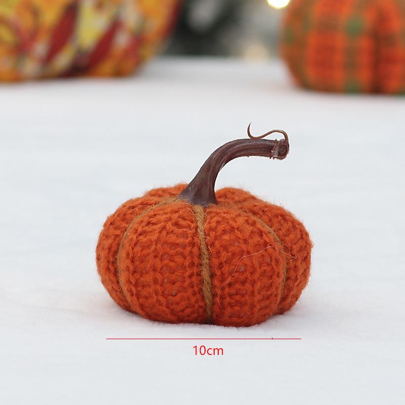 Nieuwe Oogstfeest Thanksgiving Decoratief PP Katoen Gevuld Gebreid Stof Pompoen Tafeldecoratie Set Item
