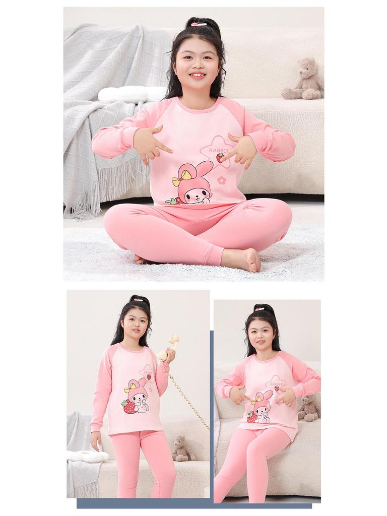 Kids' Pure Cotton Pajama Set: Warm Long-Sleeve Tops & Pants for Boys & Girls - Autumn & Winter